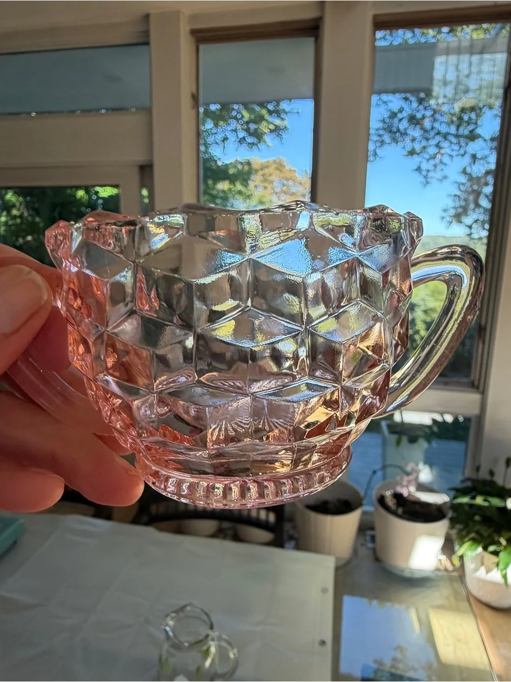 Pink Pressed Glass Decorative Dish - Unbranded